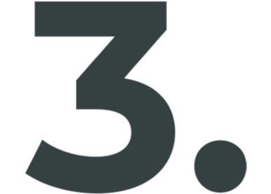 Große schwarze Zahl 3 mit Punkt dahinter, als grafisches Element einer nummerierten Aufzählung.